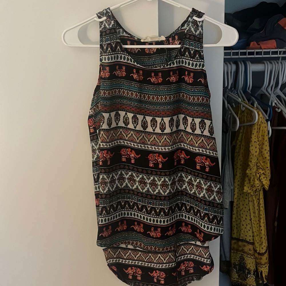 Pink Rose Tribal Print Tank Top